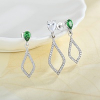 Ensemble collier et boucles d'oreilles en argent sterling QX S925 avec zircon cubique en forme de goutte, pavé losanges, vente en gros, personnalisable