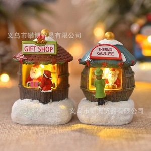 Casa de Resina en Miniatura Navideña, Adorno de Tienda de Santa Claus con Iluminación LED, Decoración Interior, Regalo - Product Image 2