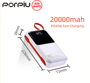 Banque d'alimentation portable 20000mah pour ordinateur portable avec sortie PD45W affichage LED à charge <span class=keywords><strong>super</strong></span> rapide câbles et lanière intégrés - Product Image 2