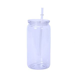 Lightweight Easy-Carry 16oz Double Wall <b>Plastic</b> Mason Cup with Handle Straw for School Campus Dormitory - Product Image 5
