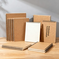 Bloc-notes en papier kraft épais à spirale de style rétro minimaliste, impression de logo OEM personnalisée, vente en gros de cadeaux
