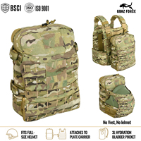 GAF Gilet tactique Molle personnalisable en Nylon 500D 7L avec sac de panneau dorsal, housse de casque pliable, porte-plaques et poche à fermeture éclair pour poche à eau