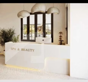 Sang trọng hàng đầu bằng gỗ màu trắng quầy lễ tân thời trang Salon cửa hàng vàng quầy lễ tân khách sạn hiện đại tiếp tân thiết kế quầy - Product Image 4