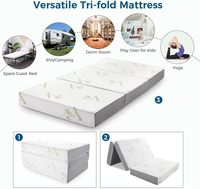 Matelas pliable de haute qualité à 3 plis en mousse à mémoire de forme, compressé et portable