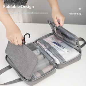 Trousse de toilette portable imperméable à suspendre, pliable, multi-compartiments, avec crochet pour la salle de bain et les voyages - Product Image 2