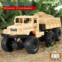 Camion militaire télécommandé tout-terrain 2,4 GHz en plastique, haute vitesse, avec fonction de chargement de marchandises et lumières, portée 40 m