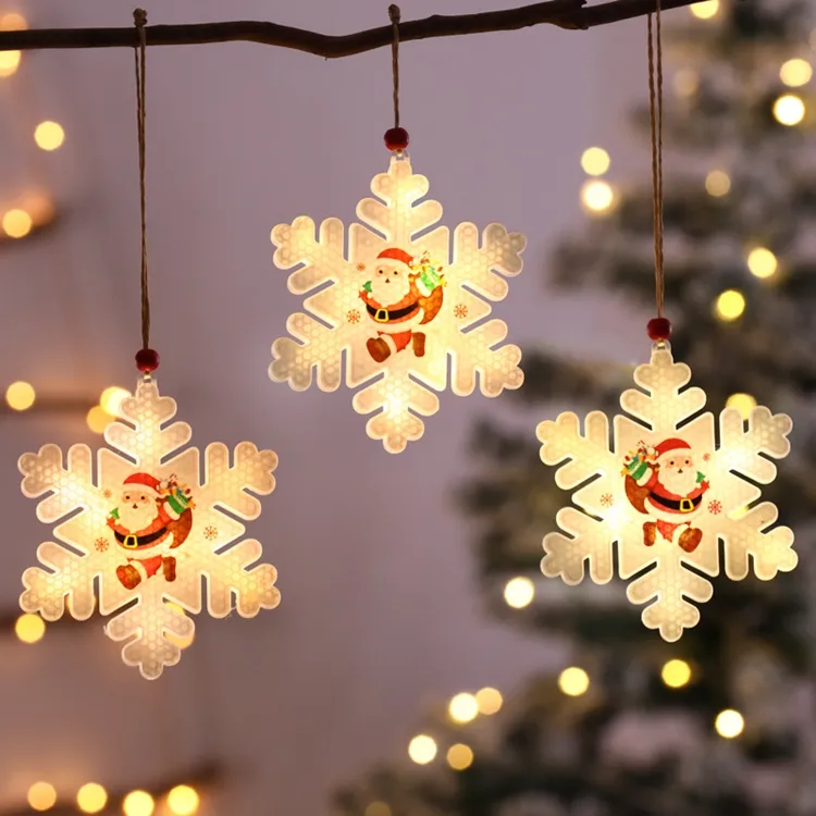 Pingente decorativo natalino 2021, enfeites de floco de neve, decoração de led para área externa, enfeite de casa, presente de natal e ano novo