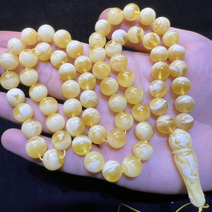 Gioielli in <span class=keywords><strong>ambra</strong></span> naturale <span class=keywords><strong>pietra</strong></span> ambrata russa fatta perline di <span class=keywords><strong>ambra</strong></span> perline gialle e bianche 10-14mm perline di preghiera musulmane pulite di alta qualità - Product Image 2