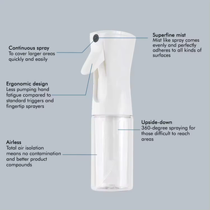 Flacon pulvérisateur continu blanc de 300 ml, flacon pour laque à cheveux. Marquages de couleur personnalisables disponibles 500 ml - Product Image 5