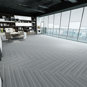 Dalles <span class=keywords><strong>de</strong></span> <span class=keywords><strong>moquette</strong></span> modulaires modernes en nylon à boucles, motif lignes, avec base en PVC résistante à l'usure pour bureaux et sols domestiques - Product Image 5