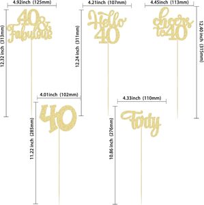 Gyufise - 15 Piezas de Decoración Floral para Centro de Mesa de Fiesta de 40 Cumpleaños, Diseño de Feliz Cumpleaños Número 40, Dorado, Hecho en China - Product Image 2