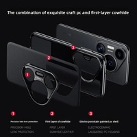 Coque rigide originale pour HUAWEI PURA 80 PRO PURA80Ultra protection d'objectif de luxe en cuir naturel plaqué antichoc coque arrière de téléphone