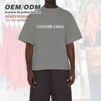 T-shirt essentiel personnalisé 300GSM lourd, coupe ample, col rond, design court, t-shirt vierge pour hommes, hip hop