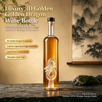 Bouteille en verre transparente gravée de 700 ml, personnalisée OEM, motif Dragon Spirit, idéale pour le gin, la vodka, le brandy, le whisky