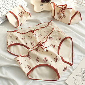 Cómodas bragas culotte femeninas <span class=keywords><strong>de</strong></span> tiro medio <span class=keywords><strong>de</strong></span> corte alto <span class=keywords><strong>de</strong></span> algodón puro calzoncillos femeninos suaves lindo estilo diario para mujeres <span class=keywords><strong>de</strong></span> talla grande - Product Image 1