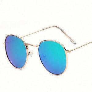 Gafas de Sol Redondas con Marco Metálico y Lentes de Espejo Azules y Rosas para Hombre y Mujer, Protección UV400, Venta al Por Mayor, Moda 2019 - Product Image 4
