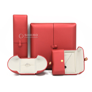 Multi-color Custom Pu Jewelry <b>Box</b> Double-opening Design For High-end Retail Jewelry Shop Packaging - Product Image 1