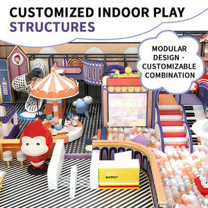 Parque Infantil Indoor Temático de Carnaval Retrô com Piscina de Bolinhas, Escorregador e Carrossel para Centro de Entretenimento Infantil - Product Image 4