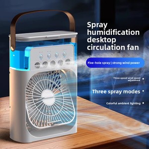 <span class=keywords><strong>Ventilateur</strong></span> intelligent à cinq jets avec humidificateur, <span class=keywords><strong>ventilateur</strong></span> de bureau <span class=keywords><strong>silencieux</strong></span> à refroidissement par eau pour étudiants, humidification et rafraîchissement de l'air - Product Image 2