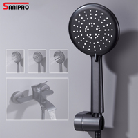 SANIPRO nouveau Design cascade en laiton noir salle de bains mitigeur robinet de pluie barre coulissante douche ensemble de mains mural baignoire robinet de douche