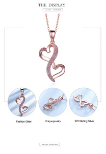 Amante de la moda Soul Mates 925 plata esterlina forma de corazón novia corazón amor colgante collar - Product Image 6