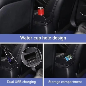 Rallonge d'Accoudoir de Voiture Universel avec Support de Coude, Repose-Bras Automobile, Ports de Chargement USB, Porte-Gobelet et Longueur Réglable - Product Image 5