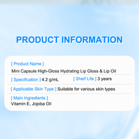 Mini Capsule Gloss à Lèvres Hydratant Ultra Brillant Huile à Lèvres Acide Hyaluronique Huile de Jojoba Vitamine C Végétalien Hydratant Nourrissant Raffermissant
