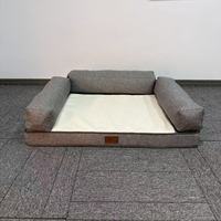 Lit orthopédique de luxe pour chiens et chats de taille moyenne, imperméable pour l'hiver, canapé-lit rectangulaire en fibre, housse amovible, écologique