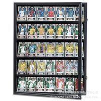 Vitrine murale noire verrouillable pour cartes de sport, 35 emplacements, en bois massif, avec porte en acrylique