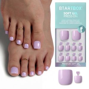 Uñas Postizas Cortas Cuadradas de Gel Suave Hechas a Mano, Color Morado, con Pegamento, Venta al por Mayor, Set de 30 Uñas a Presión - Product Image 1