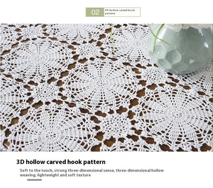 Restaurants Handmade Hollowout <strong>Crochet</strong> White <strong>square</strong> Table Cloth Polyester Luxury <strong>Tablecloth</strong> for Wedding - Product Image 5