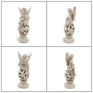 Set <span class=keywords><strong>di</strong></span> Statue da Giardino in Resina Effetto Pietra Anticata Resistente alle Intemperie <span class=keywords><strong>con</strong></span> <span class=keywords><strong>Ali</strong></span> <span class=keywords><strong>di</strong></span> <span class=keywords><strong>Farfalla</strong></span> per Decorazioni Esterne - Product Image 4
