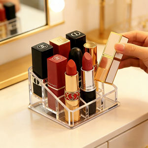 Étagère de présentation en acrylique transparent pour rouge à lèvres, pour boutique de cosmétiques et présentation en magasin, avec logo personnalisé et compartiments de rangement à plusieurs niveaux - Product Image 3