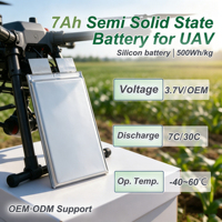 Batterie au silicium-carbone de sécurité 7Ah 3.7V, cellule semi-solide en pochette, 400Wh/kg 500Wh/kg, haute densité énergétique pour l'industrie, les drones UAV