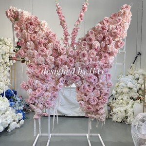 IFG 1.5x1.7m farfalla artificiale decorazioni <span class=keywords><strong>di</strong></span> nozze arco fiore sfondo rosa rosa per eventi - Product Image 4