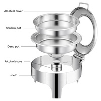 Hochwertiges Edelstahl-Speisenwärmer-Set für Restaurants, Buffet-Server, großes antikes Buffet-Chafing-Set mit Glasdeckel