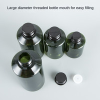 Bouteille de lotion et de toner en plastique PET à épaule oblique 50ml 100ml 150ml 200ml 300ml 500ml avec bouchon en aluminium noir et bouchon de sécurité
