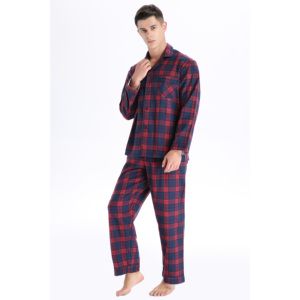 Set di pigiami in cotone 100% con <span class=keywords><strong>bottoni</strong></span> taglie forti da notte da <span class=keywords><strong>uomo</strong></span> traspirante termico camicia da notte da <span class=keywords><strong>uomo</strong></span> <span class=keywords><strong>pigiama</strong></span> in omaggio - Product Image 6
