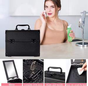 Estuche de Maquillaje Portátil con Espejo, Organizador de Cosméticos de 2 Niveles - Product Image 5