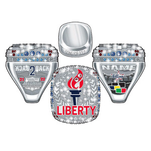 Anillos de campeonato deportivos de metal esmaltados dorados y plateados con logotipo personalizado - Product Image 2