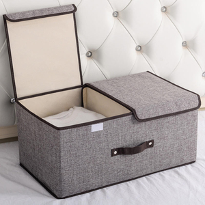 High Quality Linen <b>Clothes</b> <b>Storage</b> <b>Box</b> Household Toy <b>Storage</b> <b>Box</b> <b>Clothes</b> <b>Storage</b> Basket Foldable Organizing <b>Box</b> with Handle - Product Image 1