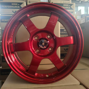 ล้อแม็กซ์ดีไซน์คลาสสิค สีแดง ผลิตจากโลหะผสม ขอบลึก 4x100/4x114.3 PCD ขนาด ET 35 มม. 40 มม. สำหรับรถยนต์นั่งส่วนบุคคล - Product Image 4