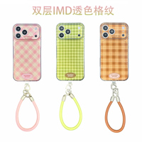 Coque de téléphone à motif à carreaux tendance avec bracelet, compatible iPhone 18 Pro Max, Apple 17 Pro, anti-chute 15/14/16 Pro