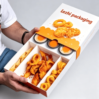Boîte d'emballage personnalisée pour restauration rapide, boîte à poulet frit, boîte à snacks en carton avec tiroir, boîte à anneaux pour snacks