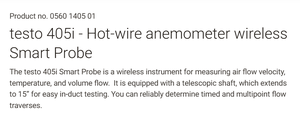 Anemómetro Inalámbrico Inteligente Testo 405i, Mini Anemómetro de Hilo Caliente 0560 1405, Herramienta de Medición de Velocidad del Aire - Product Image 4