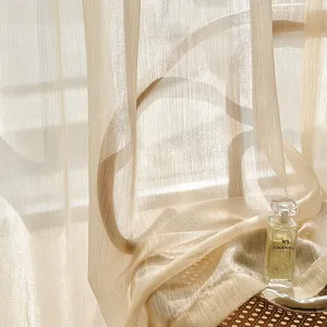 Rideau de balcon de luxe haut de gamme en polyester plissé translucide de style français <span class=keywords><strong>blanc</strong></span> rêveur, filtrant la lumière, pour toutes les saisons, salon - Product Image 2
