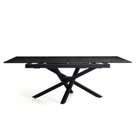 Vente directe d'usine, design unique, table de salle à manger contemporaine extensible en céramique noire