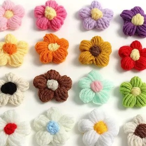 40mm Large Handmade Crochet Puff Flower Wool Flowers Charm for Jewelry Making Finding