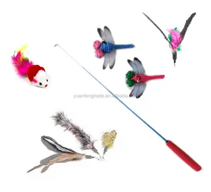 Интерактивная игрушечная палочка для кошек, сменная мышь с перьями, сменный наполнитель для птиц, плюшевая игрушка для домашних животных, подарочный пакет