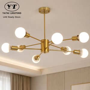 Modern Iron Chandelier Gold Finish 8 <b>Light</b> E27 Ceiling Mounted For <b>Dining</b> Room Living Room Commercial Indoor Lighting - Product Image 1